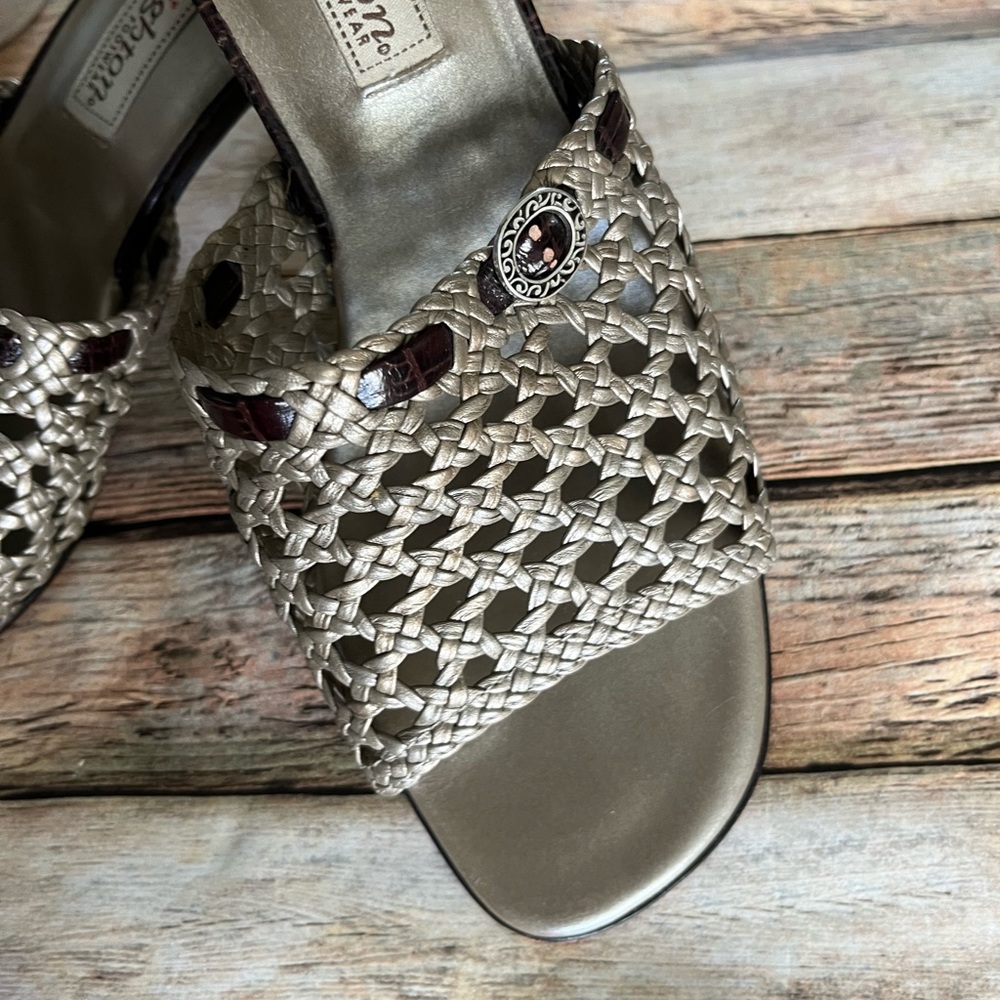 Brighton Tifany Platinum Slip On Heeled Slides Size 7.5M - Picture 2 of 16